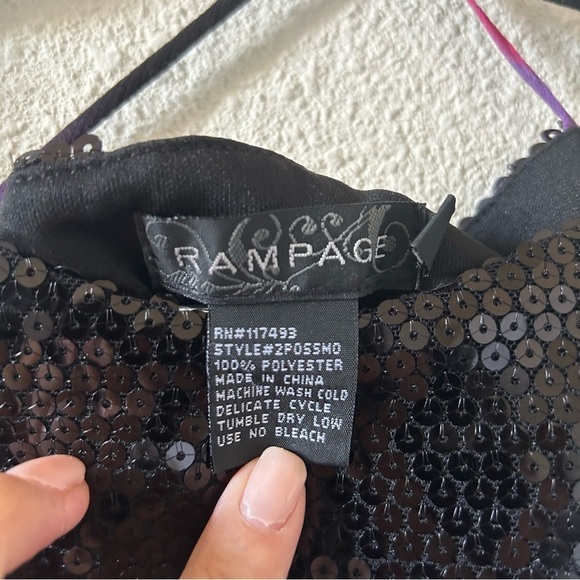 Rampage Women’s Dress Sz 7 Babydoll Black Purple Pink Sequins Party Date Wedding - Picture 11 of 13